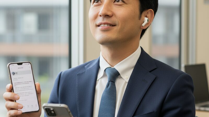 オーディオブックを聴くビジネスパーソン